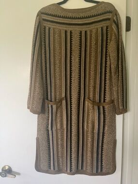 Loro Piana Brown and Cream Woven Dress